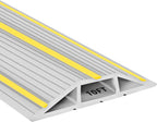 10Ft Cord Covers for Wires on Floor, 3-Channel Floor Cord Cover with Anti-Slip Base & Yellow Warning Strips, Extension Cord Covers for Floor, Ideal for Home, Office, Outdoor Use