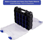 Hardware Organizer Box 34 Compartments Small Parts Organizer with Removable Dividers Durable Plastic Double Side Tools Box Screw Organizers For Nuts, Bolts, Screws, Nails 2Pack