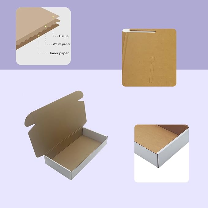 12x6x2 inches Shipping Boxes Set of 25, White Cardboard Box Kraft Corrugated Mailer Box，Boxes for Shipping E-commerce Packaging, Holidays Gift and Small Business Giving Literature Mailing