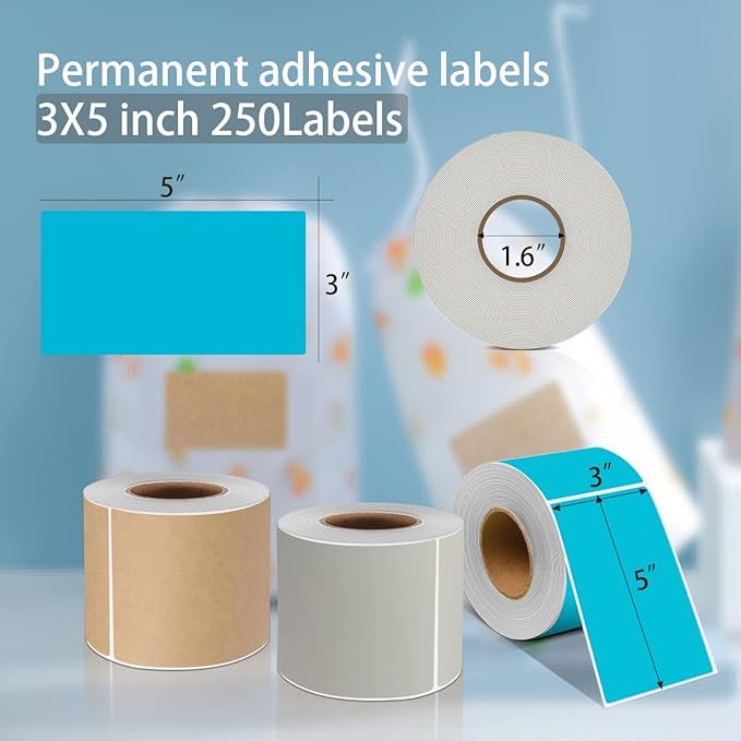 PARLAIM 3" x 5" Rectangle Adhesive Color Code Stickers,250 per Dispenser Box Roll Square Label Inventory Stickers Teal