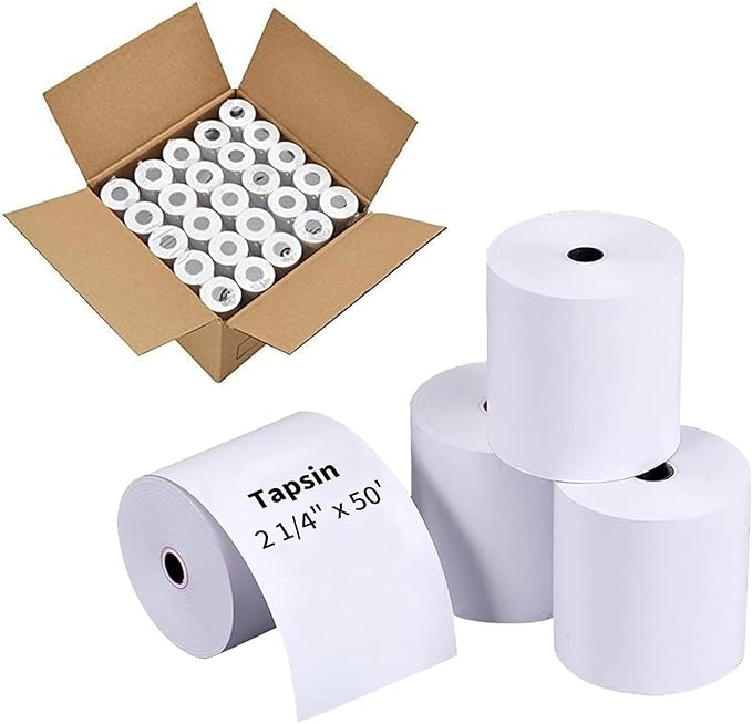 Thermal Receipt Paper Rolls, 2-1/4 x 50 inches, 400 Rolls, Compatible with 58mm POS Printers