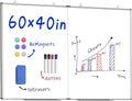 60"X 40" Large Magnetic Dry Erase Whiteboard, Wall Hanging Board with 8 Pens & 4 Dry Erasers & 30 Magnets, Sliver Aluminum Frame White