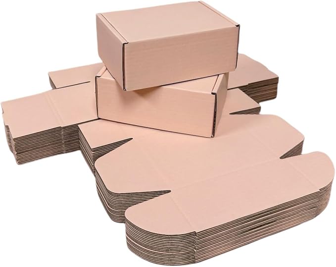 50 Pcs 4.3 x 3.1 x 2 inches Mini Size Corrugated Cardboard Gift Boxes Recyclable Shipping Boxes for Packing Jewelry Ornament Gift Craft Packaging Supplier (Powder Pink, 4.3 x 3.1 x 2")