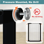 Fairy Baby 38" Extra Tall Baby Gate for Stairs Doorways, Fits Openings 29.5" to 40.5" Wide, Auto Close Extra Wide Dog Gate Indoor for House, Metal Pressure Mounted Safety Child Gate for Pets, Black