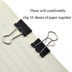 HAHIYO Binder Clips Paper Clamps Spring Steel Sturdy Small 0.75 inches Width 0.28 Inch Capacity No Sharp Edges Heavy Duty Tight Grip Reusable Black Metal Bright Finish for Home Office School 30 Pack