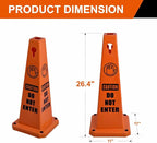 26.5" Caution Cones, 4-Sided Visible Safety Signs with Heavy Rubber Base, Warning for Slip & Fall Prevention, Indoor/Outdoor Use (8, Do Not Enter-Orange, 26.5 inch)