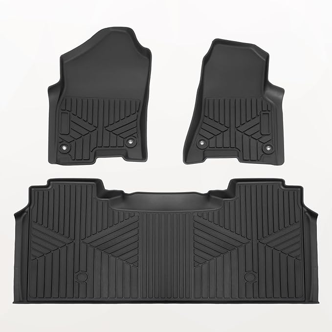 TripleAliners Floor Mats All Weather Liner Compatible with 2019-2026 RAM 1500 Crew Cab Accessories 1st & 2nd Row Floor Liners TPE Heavy Duty Custom Fit Car Mats (Not for Classic)