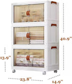 4 Tier Plastic Stackable Storage Bins and Boxes Organizer, Foldable Containers, Stackable Closet Organizers, Collapsible Boxes, White (3 Tier, 23.6″)