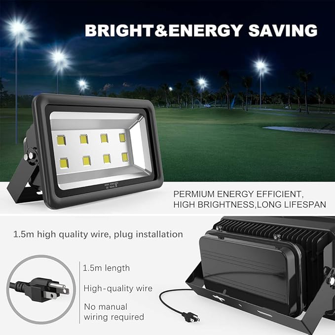 400W Outdoor LED Flood Light, 40000LM Super Bright, 110-285V, IP66 Waterproof, 6000K Daylight White Security Lights,Lighting for Playground Yard Stadium Lawn Ball Park