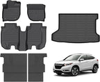 Hutisya-Floor Mats & Cargo Liner with Backrest Set Fit for Honda HR-V 2016-2022 FWD All Weather Protection Anti-Slip & Durable TPE Full Set Liners Automotive Accessories-Black