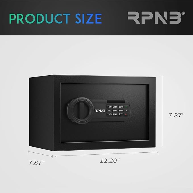 RPNB Deluxe Safe and Lock Box, Digital Keypad Safe Box, Steel Alloy Small Safes, Keypad Lock, Perfect for Home Office Hotel Business Jewelry Cash Use Storage