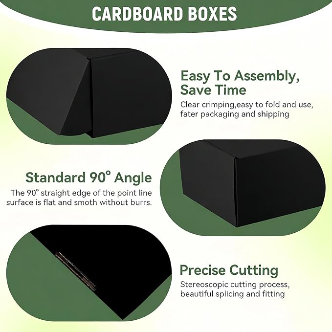 10 Pack 12"x9"x4" inch Shipping Boxes Black Corrugated Cardboard Box for Small Business, Mailer, Shipping, and Packing