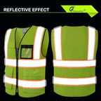 Reflective Mesh Safety Vest for Men Women with 8 Pockets and Zipper Front High Visibility Mesh Vest Hi Vis Construction Work Vest,Meets ANSI/ISEA Standards(EKH1-Yellow-2XL)