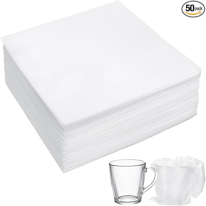 50Pack Foam Pouches,12" X 12" Dish Packing Foam Cushion Foam for Packing Dishes and glasses Moving Foam Wrap Pouches Packing Supplies for Moving