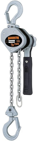 Harrington LX Lever Hoist, Hook Mount, 1/2 Ton Capacity, 5' Lift, 9.7" Headroom, 7.1" Lever Length, 0.9" Hook Opening