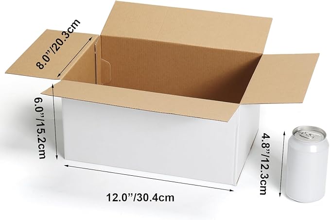 CRUGLA 12x8x6 White Shipping Boxes Set of 15, White Corrugated Cardboard Boxes for Small Business Shipping Mailing Packing