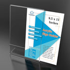 PecMuikee Slant Back Acrylic Sign Holder 8.5 x 11, Clear Picture Photo Frames Display Stand- Freestanding Tabletop Display Stand for Retail, Office, Restaurant , Flyers and Posters (12 Pcs)