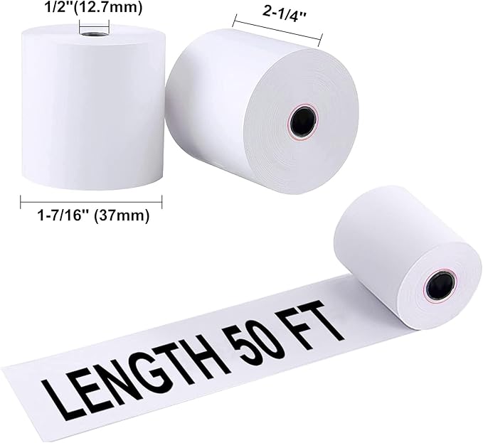Jayard 2-1/4"X50' Thermal Paper Rolls For Credit Card - Cash Register Rolls - Premium Register Tape Pos Thermal Printer Paper (500 Rolls)