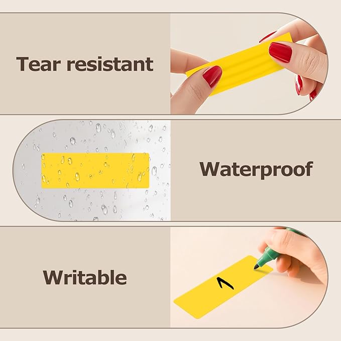 3 × 1 Inches Yellow Rectangle Color Coding Labels 1000 PCS, Self-Adhesive Writable Waterproof Vinyl Blank Sticker Roll for Office Home School Business