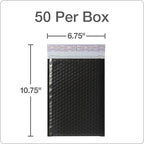 Quality Park Bubble Mailers, 6 x 9, Black Poly Mailers, Padded Envelopes, Shipping Bags, Water Resistant, Self Seal, 50 Per Box (1002351)