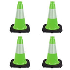 4 Pack 12 Inch Green PVC Traffic Cones Black Base Stable Durable, Sport Training Soccer Practice Kids Activities Markers Indoor Outdoor Use (4, Green, 12 Inch)