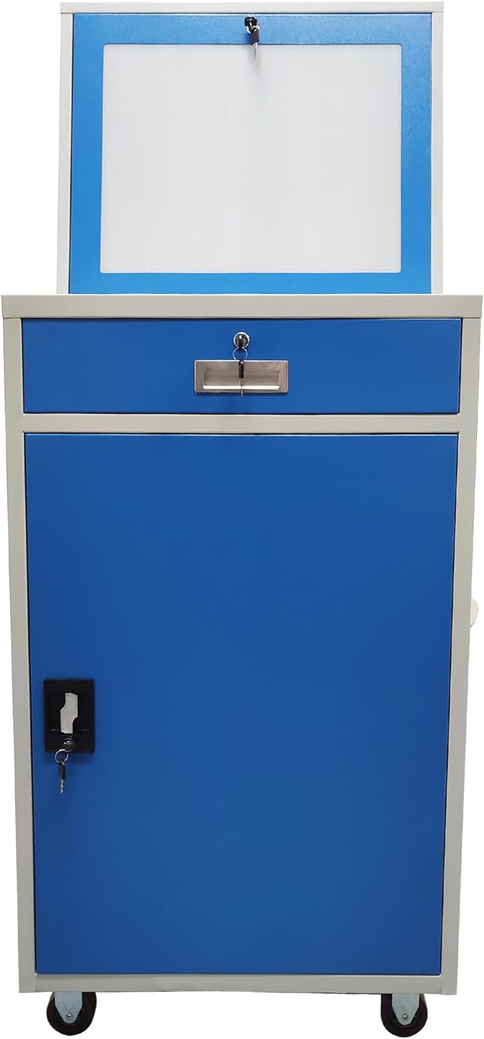 Industrial PC Enclosure Computer Security Cabinet Lockable Detachable Steel Cabinet with Wheels USB Cooling Fan, Adjustable Shelves for Control Equipment (65x60x109.5cm)