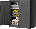 Crownland 36” Metal Storage Cabinet, Lockable Garage Storage Cabinets, Office File Cabinet with Adjustable Shelves for Garage, Home Office, Classroom, Pantry, File(Classic Black-Narrow Size)