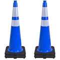 OrangeStar 36" Traffic Cones 4-Pack Blue Safety Cones with Reflective Collars, Heavy Duty Base for Construction, Parking Lot, Road Work, Flexible PVC, Indoor & Outdoor Use