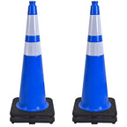 OrangeStar 36" Traffic Cones 4-Pack Blue Safety Cones with Reflective Collars, Heavy Duty Base for Construction, Parking Lot, Road Work, Flexible PVC, Indoor & Outdoor Use