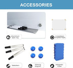 Magnetic Glass White Board 72"X36" Premium Tempered Dry Erase Boards Wall Mounted Frameless Whiteboard Message Writing Boards (White)