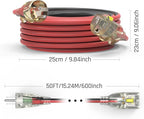 50FT Medium Duty Outdoor Extension Cords, 14/3 Gauge Electrical Wire Cable, 15 Amp Waterproof, LED Lighted Locking Plug for Indoor and Outside Use, Power Cord ETL Certified