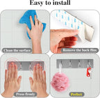Picowe Key Holder for Wall Decorative, Adhesive Stainless Steel Key Hooks, Key Hanger Key Organizer for Wall, Towel Hook Coat Hanger for Entryway Hallway Kitchen(Four Rows,Sliver 1PCS)