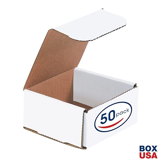 BOX USA Shipping Boxes Small 4"L x 4"W x 2"H, 50-Pack | Corrugated Cardboard Box for Packing, Moving and Storage