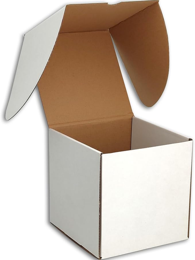6x6x6 inches Small Shipping Boxes Set of 20 - White Mailer Corrugated Cardboard Boxes for Shipping Packaging Mailing Products
