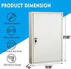 UMEKEN Key Box Wall Mount 100 Position Metal Valet Car Key Cabinet Lock Box with Key Tags, Vehicle Key Holder Lockbox Key Organizer Safe Storage Locker Box, Cream