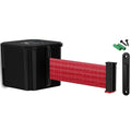 WM412 Retractable Belt Wall Mounted Smooth Black Crowd Control Barrier and Receiving End, 25' Red Belt