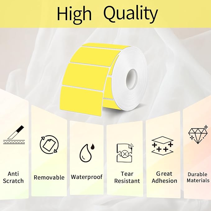 STARLIBOO 3x2 inch Color Direct Thermal Label Stickers for Shipping, Barcode, Address, Compatible with Rollo Label Printer & Zebra Desktop Printers (Yellow)