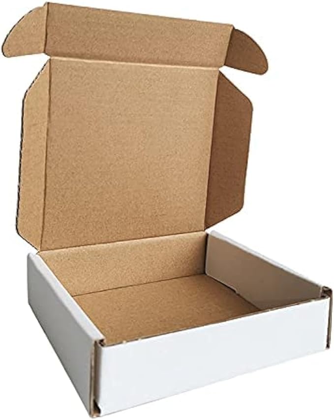 4x4x1'' Small Shipping Boxes (Inner Size) 25 Pack, Corrugated Cardboard Mailers for Small Business, White (CM441-25)