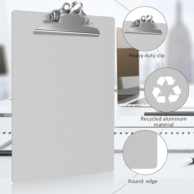 Mimorou 12 Pcs Metal Clipboard Heavy Duty Aluminum Clipboards 12 x 9 Inch Metal Clip Board with Low Profile Clip A4 Letter Size Document Holder for Office School Medical Jobsite Laboratory