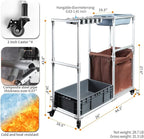 Janitorial cart Rolling Cleaning cart on Wheels for Cleaning Supplies Housekeeping Station Broom and mop Organizer