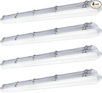 JTT 4FT LED Vapor Tight Light, 60W/50W/40W IP65 Waterproof LED Outdoor Indoor Shop Light 6000K/5000K/4000K CCT, Vapor Proof Fixture for Garage Shop Basement Barn Car-Wash, 4-Pack ETL Listed