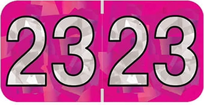 2023 Year Stickers, Doctor Stuff 2023 Chart Stickers, Holographic Fuchsia Colored, USA Made Year Labels for End Tab File Folders, 500 Labels per Roll, 1 Roll, 3/4" x 1-1/2"