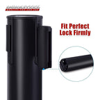 DuraSteel Crowd Control Barriers Line Dividers - Metal Stanchion Posts with 6.5ft Black Retractable Belt Ropes - for Store Queues, Airport Lines, Event Entries - 2 Set/Pack