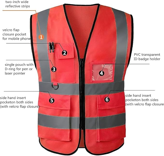 Tydon Guardian Reflective Safety Vest for Women Men High Visibility Security With Pocket Zipper Front Meet ANSI/ISEA Standard