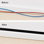Rubber Bond TV Cord Hider Cable Protector - Strong Self Adhesive Wall Cord Cover Cable Hider - Low Profile Cable Management Wall Cord Concealer Cable Raceway (Black, 10 Feet)