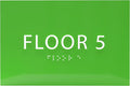 6" X4" Floor 5 Sign - ADA Compliant Tactile Graphics Grade 2 Braille Text | Wall Mount Plastic Directional Assistance, Floor Number Sign for Office, Schools, Hospitals, Apartments