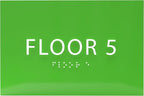 6" X4" Floor 5 Sign - ADA Compliant Tactile Graphics Grade 2 Braille Text | Wall Mount Plastic Directional Assistance, Floor Number Sign for Office, Schools, Hospitals, Apartments