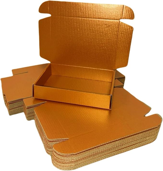 50 Pcs 7.9 x 4 x 1.2 inches Shipping Boxes for Small Business Cardboard Corrugated Mailer Boxes for Shipping Packaging Holidays Craft Gifts Phone Case Packaging (Copper, 7.9 x 4 x 1.2")
