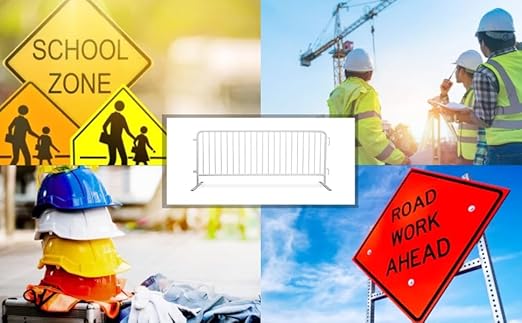 Angry Bull Barricades Heavy Duty Crowd Control Metal Interlocking Barricade with Flat No-Trip Feet - 8.5 Ft. (Steel) (20 Pack)