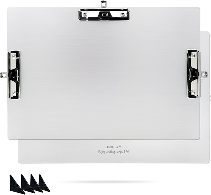 Aluminum 11x17 Clipboard A3 Metal Stainless Hangable Clipboards with 3 Clips Art Pen Holder Extra Large Clip Board for Business Medical Professionals Workshop (Silver, A3)